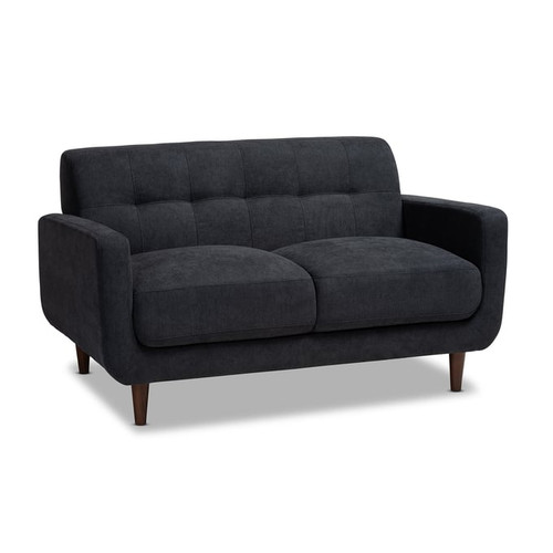 Baxton Studio Allister Dark Grey Fabric Upholstered 2pc Living Room Set