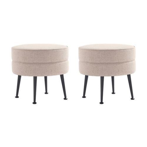 2 Manhattan Comfort Bailey Upholstered Ottomans with Black Feet
