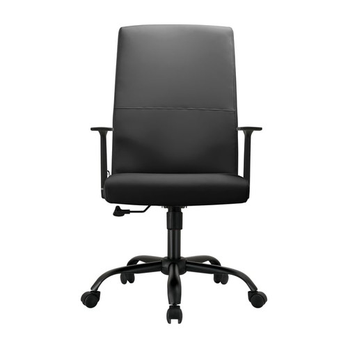 LeisureMod Evander Black Leather Office Guest Chairs