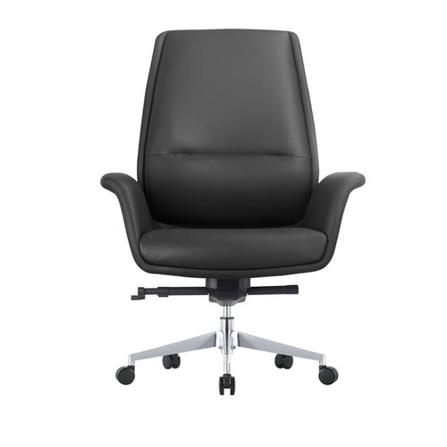 LeisureMod Summit Black Leather Office Chairs