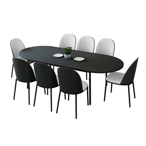 LeisureMod Tule 9pc Dining Sets With 83 Inch Dining Table