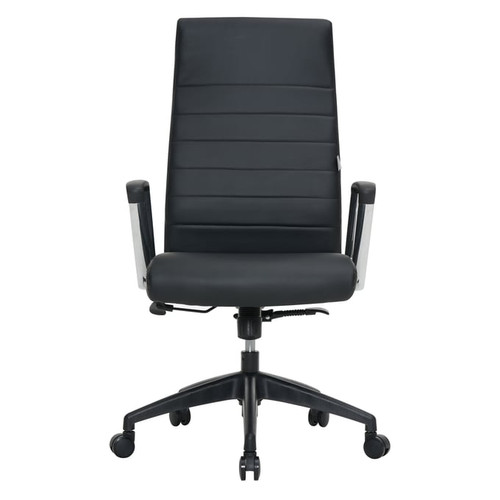 LeisureMod Hilton Black High Back Leather Office Chairs