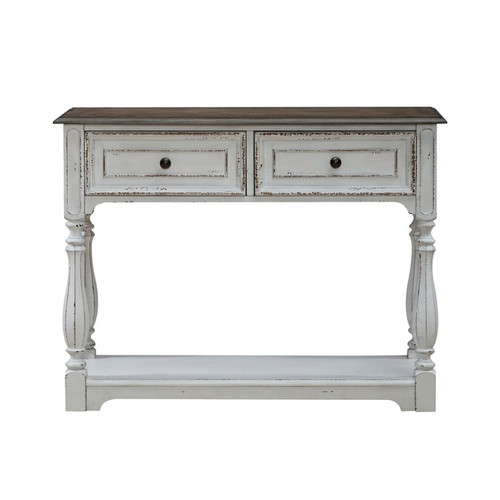 Liberty Magnolia Manor Antique White Weathered Bark Hall Console Table