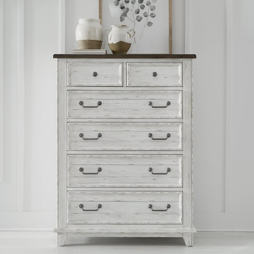 Liberty River Place Riverstone White Tobacco 6 Drawer Chest