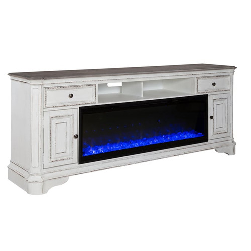 Liberty White TV Console With Fireplace