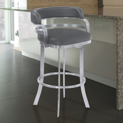 Luxur Living Janorimail Gray Black 26 Inch Counter Height Metal Swivel Barstool