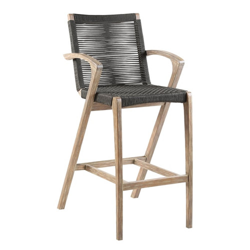 Luxur Living Bamani Light Charcoal Outdoor Eucalyptus Bar Height Stools