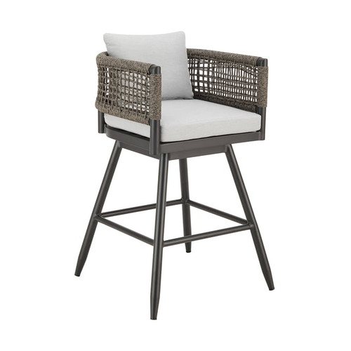 Luxur Living Agikhed Light Gray Black Outdoor Swivel Counter Height Stool