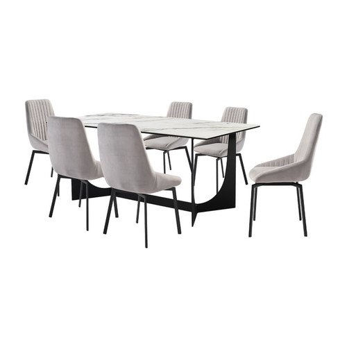 Luxur Living Channi Gray Modern 7pc Dining Room Set