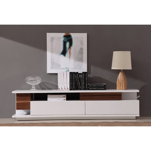 JM Furniture TV061 White Walnut TV Stand