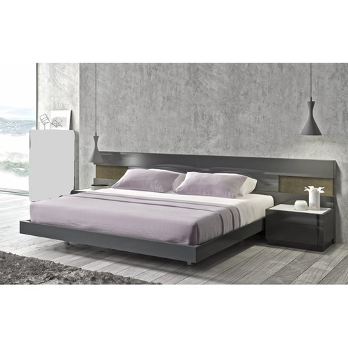 JM Furniture Braga Grey 3pc Bedroom Set with Queen Bed