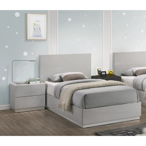 JM Furniture Naples Grey 4pc Bedroom Set With King Bed