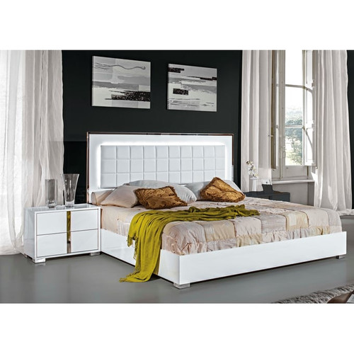 JM Furniture Alice White 2pc Bedroom Set With Queen Bed And Left Nightstand