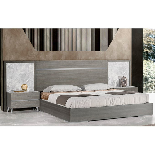 JM Furniture Victoria Anthracite Melamine And Grey 4pc Bedroom Set With Queen Bed