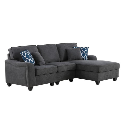 Lilola Home Leo Dark Gray Woven 3pc Sectional Sofa Chaise