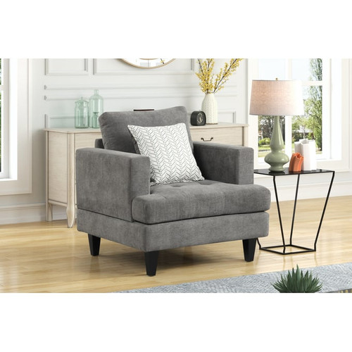 Lilola Home Callaway Gray Chenille Chair with Throw Pillow