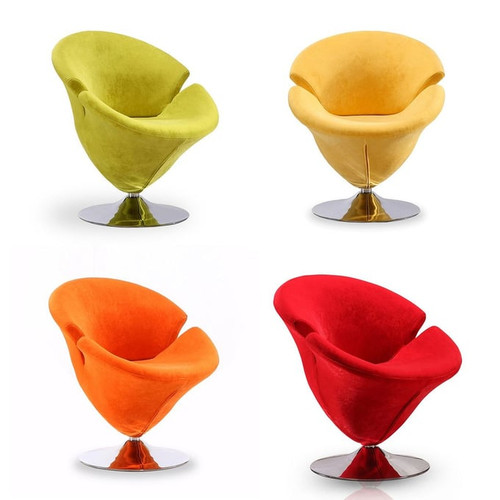 Manhattan Comfort Tulip Orange Yellow Green Red 4pc Swivel Accent Chair Set