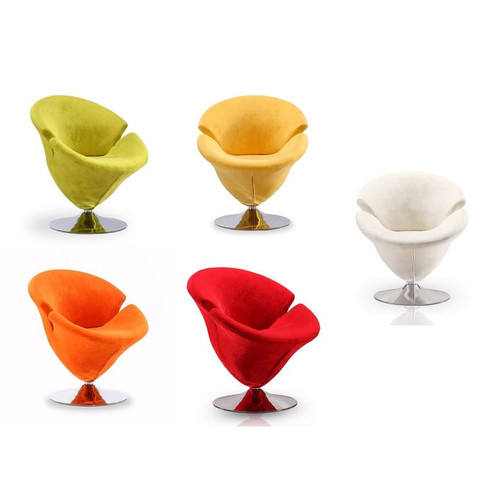 Manhattan Comfort Tulip White Orange Yellow Green Red 5pc Swivel Accent Chair Set