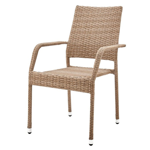 Manhattan Comfort Genoa Nature Tan Weave Patio Dining Armchair