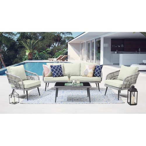 Manhattan Comfort Riviera 4pc Patio Conversation Sets