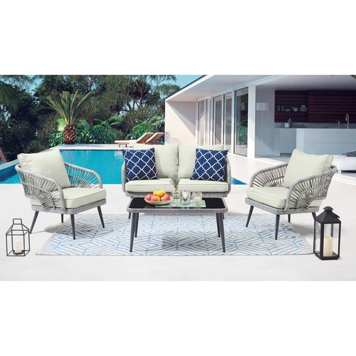 Manhattan Comfort Riviera 4 Seater 4pc Patio Conversation Sets