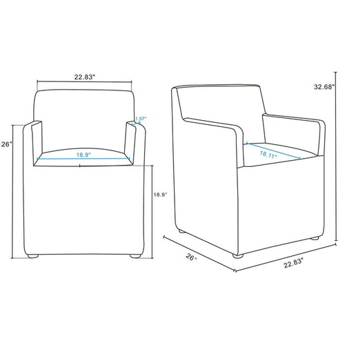 Manhattan Comfort Anna Square Dining Armchairs