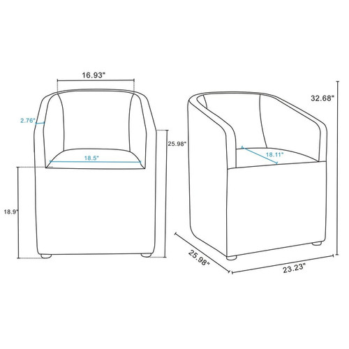 2 Manhattan Comfort Anna Round Dining Armchairs