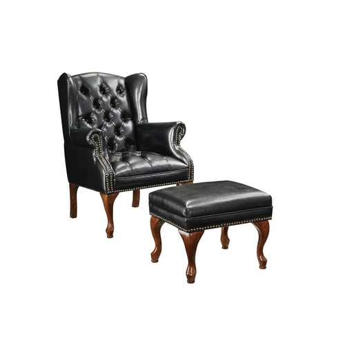 Coaster Furniture Roberts Black Button Tufted Accent Chair with Ottoman