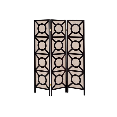 Coaster Furniture Vulcan Cappuccino Tan 3 Panel Geometric Folding Screen