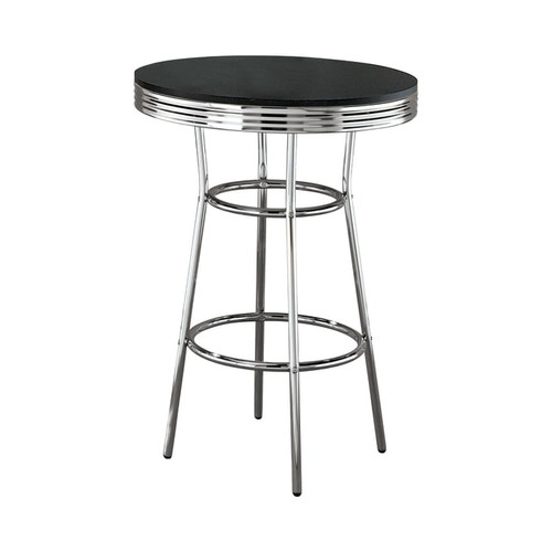 Coaster Furniture Theodore Black Chrome Round Bar Table