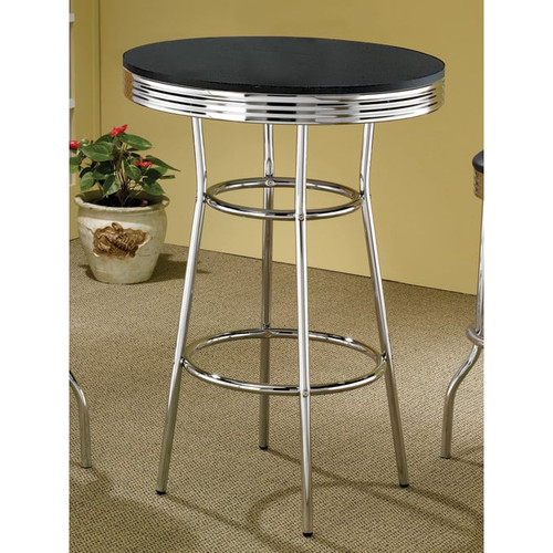 Coaster Furniture Theodore Black Chrome Round Bar Table