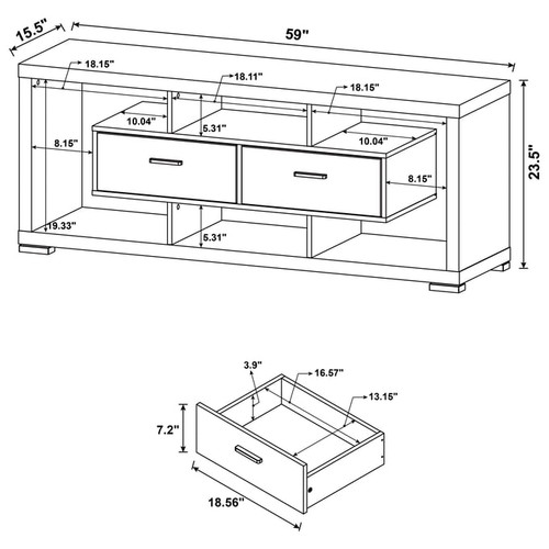 Coaster Furniture Wood TV Console with Drawers and Open Shelves