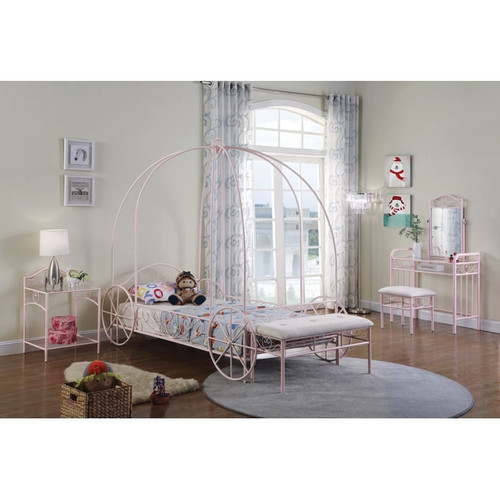 Coaster Furniture Massi Powder Pink Twin Canopy Bed