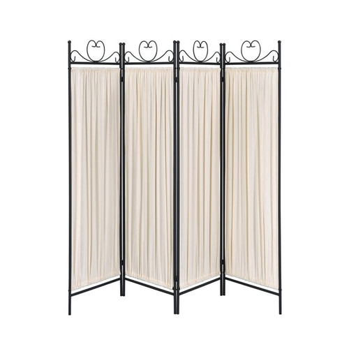 Coaster Furniture Dove Beige Black 4 Panel Folding Screen