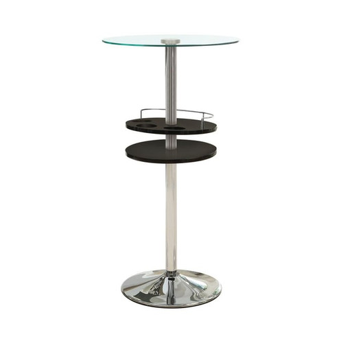 Coaster Furniture Gianella Black Chrome Bar Table with Wine Storage