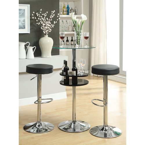 Coaster Furniture Gianella Black Chrome Bar Table with Wine Storage