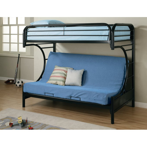 Coaster Furniture Montgomery Glossy Black Twin Over Futon Bunk Bed