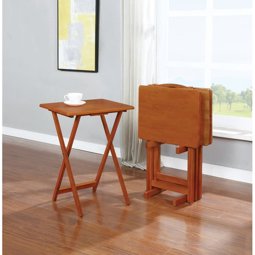 Coaster Furniture Donna Golden Brown 5pc Tray Table Set