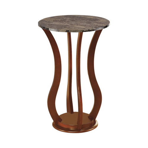 Coaster Furniture Elton Brown Round Marble Top Accent Table