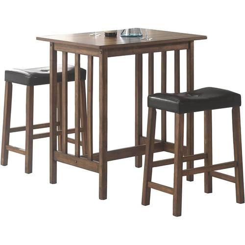 Coaster Furniture Oleander Nut Brown 3pc Counter Height Set