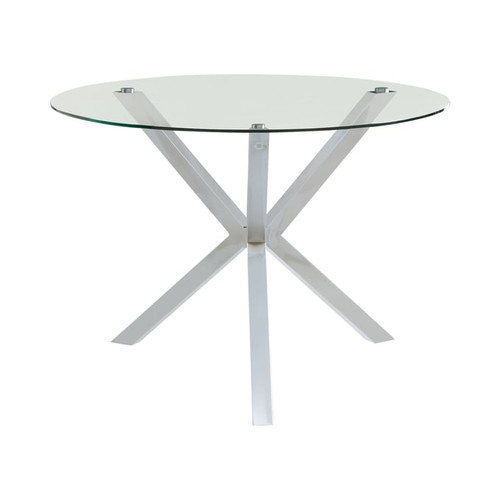 Coaster Furniture Vance Clear Chrome Round Dining Table