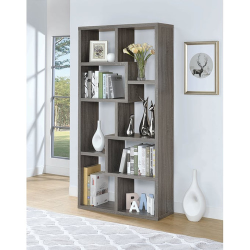 Coaster Furniture Theo Weathered Grey 10 Shelf Bookcase