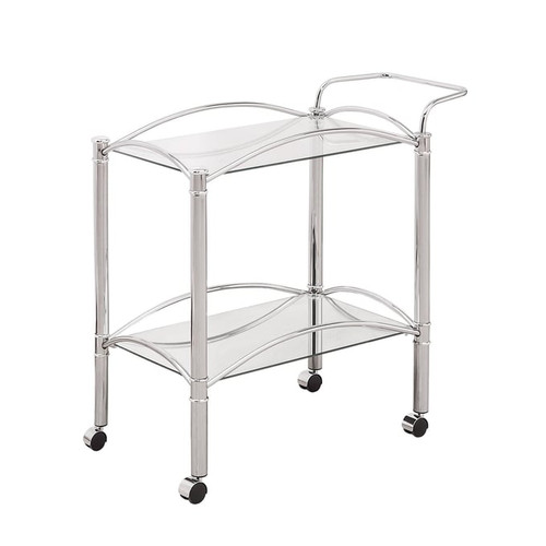Coaster Furniture Shadix Chrome 2 Tier Serving Cart with Glass Top