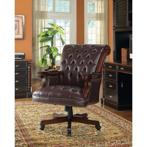 Coaster Furniture Calloway Dark Brown Tufted Adjustable Office Chair