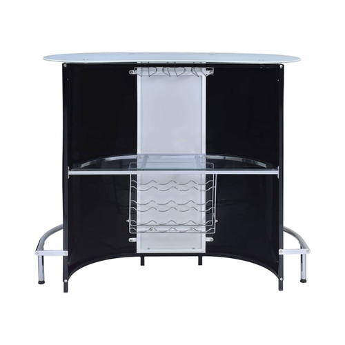 Coaster Furniture Lacewing Black White 1 Shelf Bar Unit