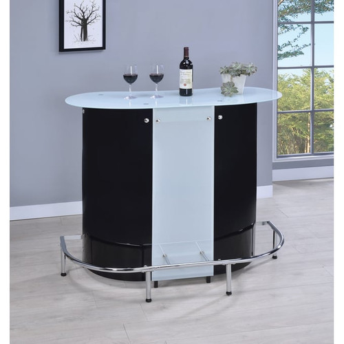 Coaster Furniture Lacewing Black White 1 Shelf Bar Unit