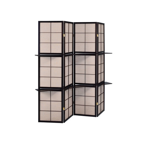 Coaster Furniture Iggy Cappuccino Tan 4 Panel Folding Screen with Removable Shelves