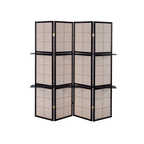 Coaster Furniture Iggy Cappuccino Tan 4 Panel Folding Screen with Removable Shelves