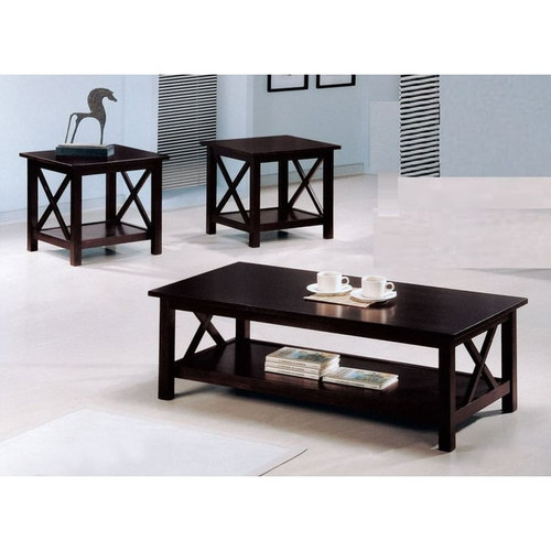 Coaster Furniture Rachelle Deep Merlot 3pc Occasional Table Set