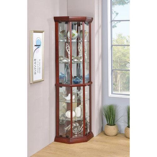 Coaster Furniture Appledale Medium Brown 6 Shelf Corner Curio Cabinet